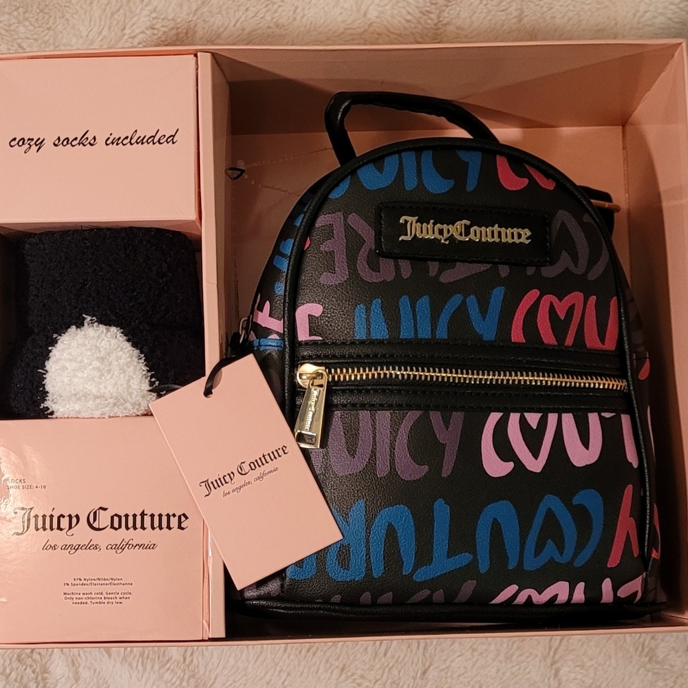 Juicy Couture backpack and socks bundle